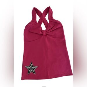 Crisscross Halter Tank Top with Star Patch - Berry Pink, SPF 50+